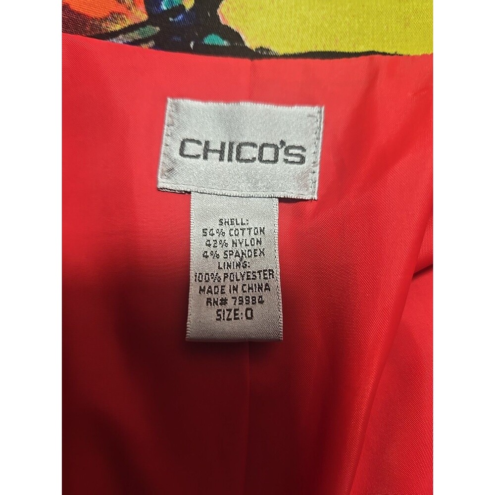 Chico's Colorful Floral Watercolor Artsy Lined Cropped Jacket Size XS 0/4 - Picture 12 of 14